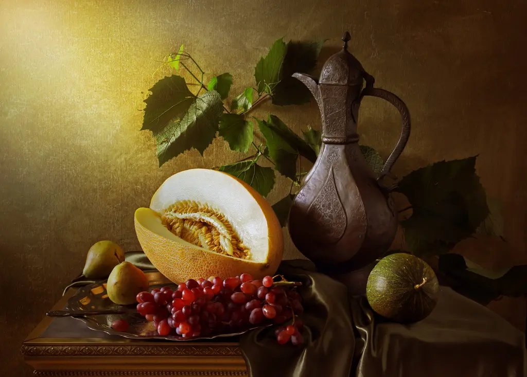 Melon and Antique Ewer – 8000 piece jigsaw puzzle on JigsawFusion